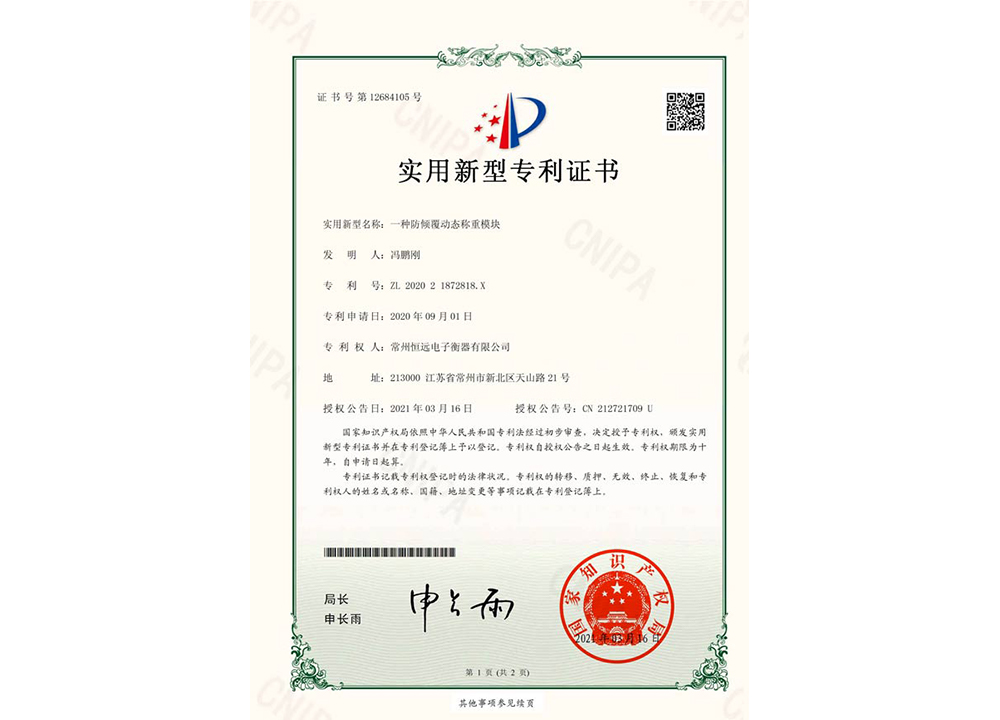 一種防傾覆動態(tai)稱重糢塊