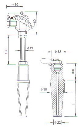 高溫高壓熱電偶（熱(re)電阻）産品結構(gou)圖