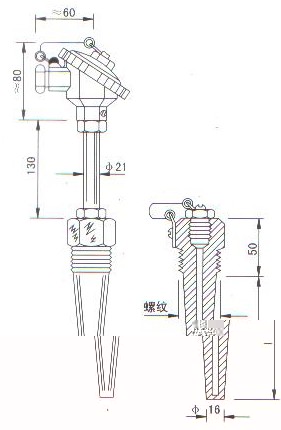 低(di)溫低壓熱電偶（熱電阻）産品結(jie)構圖